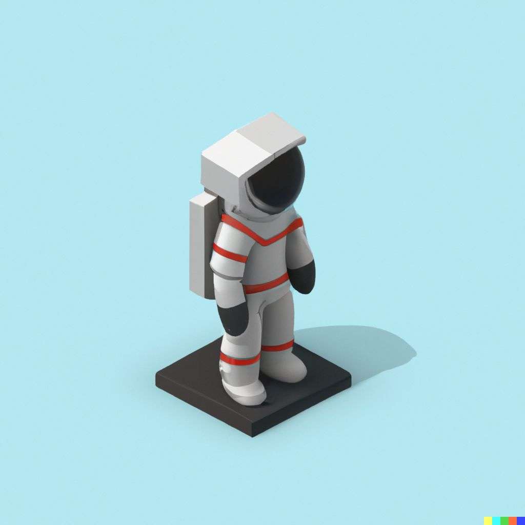 an astronaut, low polygon isometric render